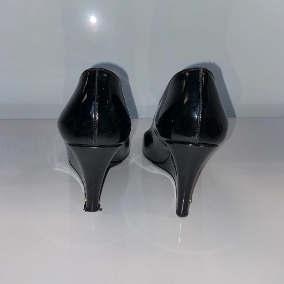 Gucci Patent Leather Peep Toe Wedges - Picture 2 of 5